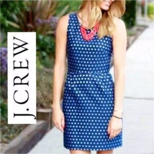 J.Crew Navy & Silver Polka Dot Mini Sheath Dress Size 2